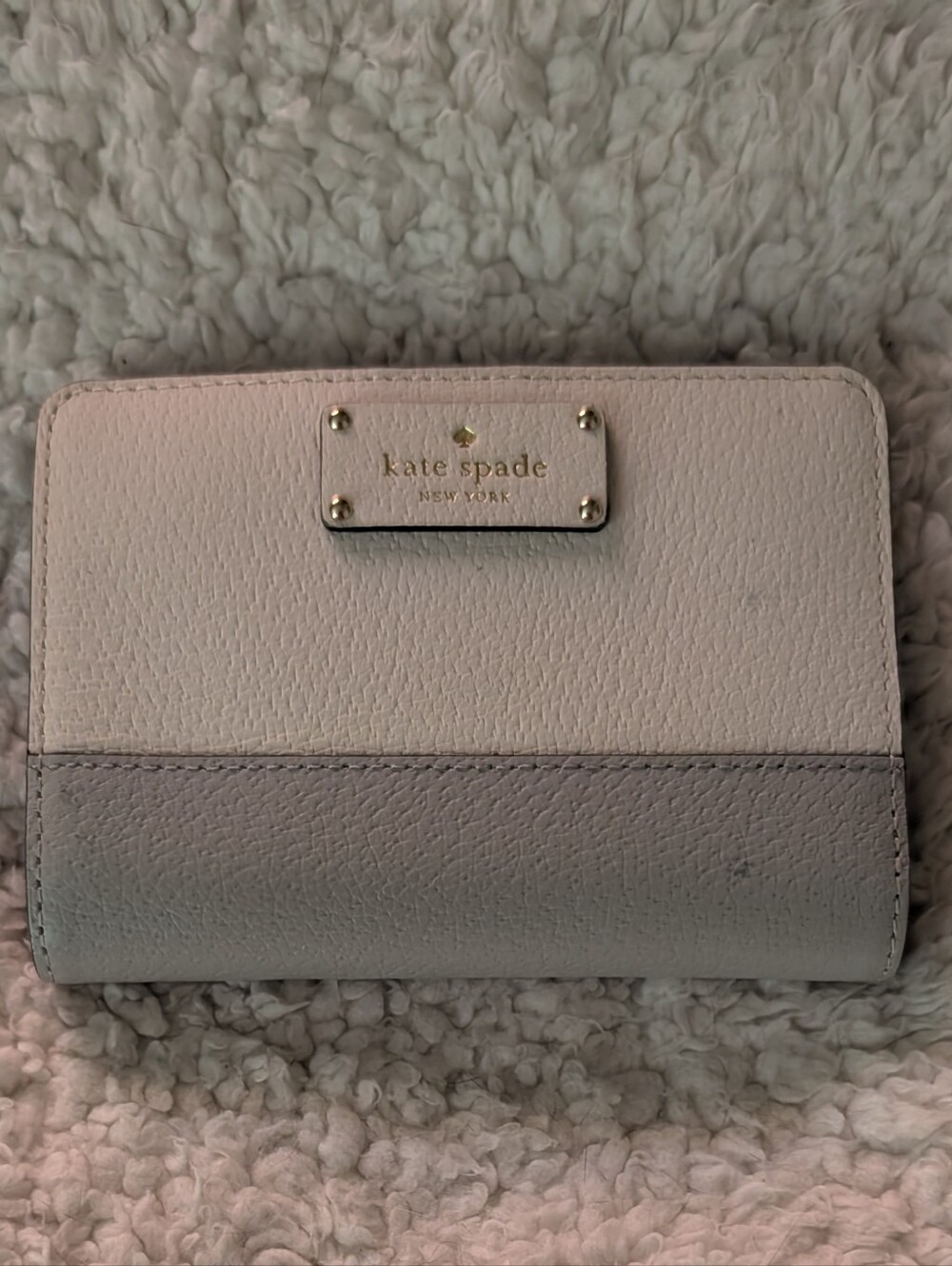 Kate Spade Gray and Beige Logo-Print Wallet/Card Holder